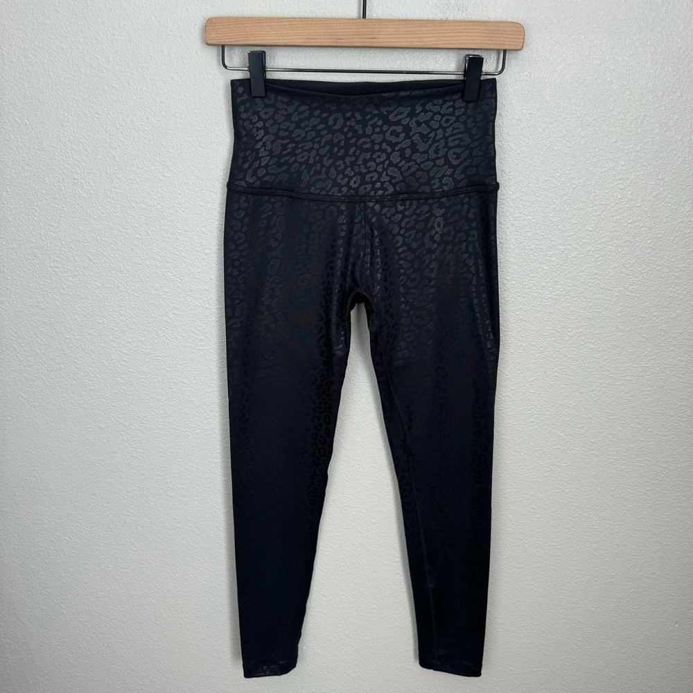 Beyond Yoga Black Shimmer Leopard High-Waist Leggings Small